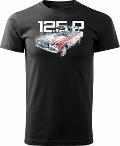 Topslang Koszulka z samochodem duży Fiat 125p FSO PRL męska czarna REGULAR L 1