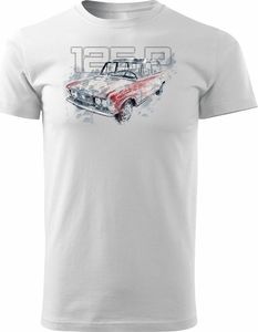 Topslang Koszulka z samochodem duży Fiat 125p FSO PRL męska biała REGULAR S 1