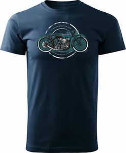 Topslang Koszulka prezent dla motocyklisty oldtimer cafe racer męska granatowa REGULAR M 1
