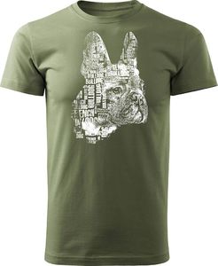 Topslang Koszulka z psem buldogiem francuskim buldog francuski męska khaki REGULAR M 1