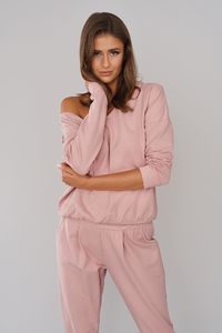 Italian fashion Italian Fashion Komplet damski dres KARINA długi rękaw długie spodnie róż pudrowy XL 1
