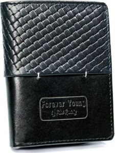 Forever Young Czarny portfel męski skórzany Forever Young z przeszyciem 1
