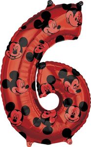 AMSCAN Balon foliowy cyfra 6 Mickey Mouse, czerwony, 66 cm 1