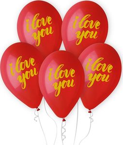 Gemar Balony Premium Hel I Love You (złoty napis), 13 cali/ 5 szt. 1