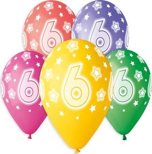 Gemar Balony CYFRA 6, kolorowe, 13 cali/ 5 szt. 1