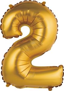 GoDan Balon foliowy Cyfra 2, złota, matowa, 35 cm 1
