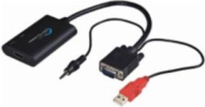 Adapter AV MicroConnect D-Sub (VGA) - HDMI + USB-A + MiniJack 3.5mm 0.3m czarny (HDMIMONGG) 1