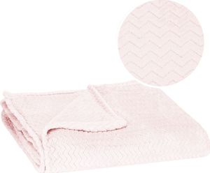 Springos Narzuta na łóżko, pled 200x220 cm tłoczony, dwustronny koc na kanapę pudrowy róż UNIWERSALNY 2