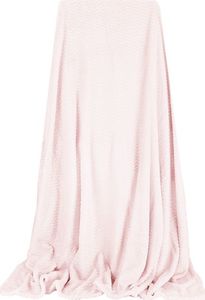 Springos Narzuta na łóżko, pled 200x220 cm tłoczony, dwustronny koc na kanapę pudrowy róż UNIWERSALNY 3