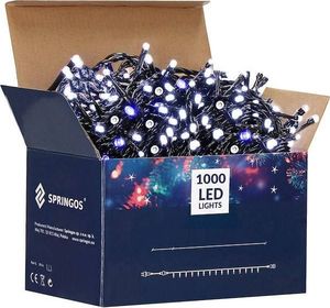 Lampki choinkowe Springos 1000 LED biało-niebieskie 5