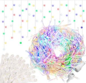 Springos Kurtyna świetlna 500 led girlanda, lampki wewnętrzno-zewnętrzne sople multikolor z zimnym białym flash UNIWERSALNY 9