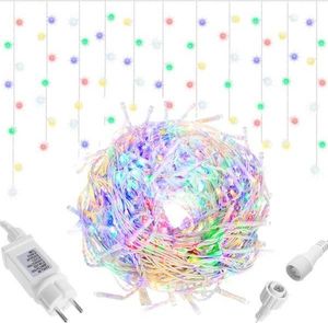 Springos Kurtyna świetlna 300 led girlanda, lampki wewnętrzno-zewnętrzne sople multikolor z zimnym białym flash UNIWERSALNY 2