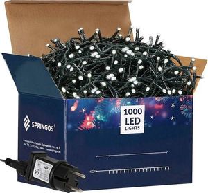 Lampki choinkowe Springos 1000 LED białe zimne 12
