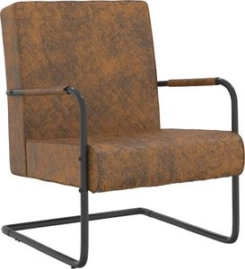 vidaXL Krzesło wspornikowe, brązowe, obite tkaniną 1