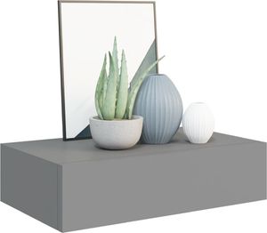 vidaXL Półki ścienne z szufladą, 2 szt., szare, 40 x 23,5 x 10 cm, MDF 3