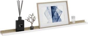 vidaXL Półki ścienne, 2 szt., biel i dąb sonoma, 100x9x3 cm 3