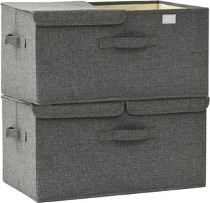vidaXL Pojemniki, 2 szt., tkanina, 50x30x25 cm, antracytowe 7