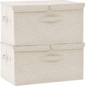 vidaXL Pojemniki, 2 szt., tkanina, 50x30x25 cm, kremowe 2