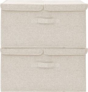vidaXL Pojemniki, 2 szt., tkanina, 50x30x25 cm, kremowe 4