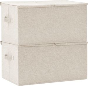 vidaXL Pojemniki, 2 szt., tkanina, 50x30x25 cm, kremowe 5