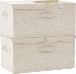 vidaXL Pojemniki, 2 szt., tkanina, 50x30x25 cm, kremowe 7