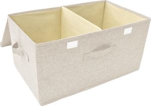 vidaXL Pojemniki, 2 szt., tkanina, 50x30x25 cm, kremowe 8