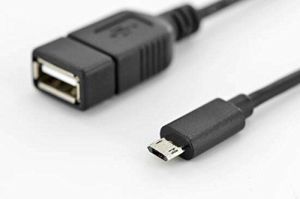 Kabel USB Digitus microUSB na USB-A (M/F) 0.3m Czarny (AK-300311-003-S) 1