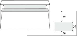 Krpa Koperta samoprzylepna, 110 x 220mm, biała, pocztowa, DL z okienkiem 1000szt. 1