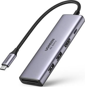 HUB USB Ugreen CM511 1x SD 1x USB-C 1x TF  + 2x USB-A 3.2 Gen1 (UGR1064GRY) 1