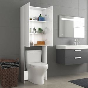 vidaXL Szafka na pralkę, biała, wysoki połysk, 64x25,5x190 cm 5