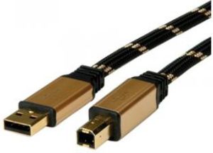 Kabel USB Roline USB A/B, 4.5m, Czarno-złoty (11888805) 1
