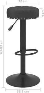 vidaXL Stołki barowe, 2 szt., czarne, obite aksamitem 8