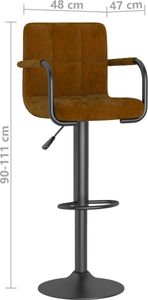 vidaXL Hokery, 2 szt., brązowe, tapicerowane aksamitem 7