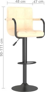 vidaXL Hoker, kremowy, obity aksamitem 7