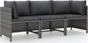 vidaXL 3-osobowa sofa ogrodowa z poduszkami, szara, polirattanowa 1