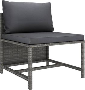 vidaXL 3-osobowa sofa ogrodowa z poduszkami, szara, polirattanowa 4