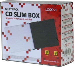 Logo Box na 1 szt. CD, przezroczysty, czarny tray, cienki, 5,2mm, 10-pack 1