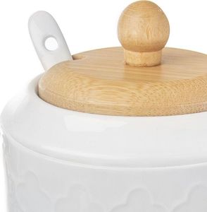 Orion Cukierniczka porcelanowa z łyżeczką i pokrywką bambusową cukiernica pojemnik na cukier 11,5 cm 4