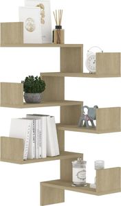 vidaXL Półki ścienne narożne, 2 szt., dąb sonoma, 40x40x50 cm, płyta 4