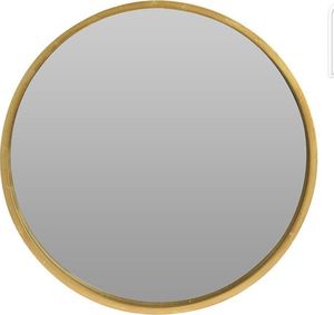 Lustro Vilde Lustro w złotej drewnianej ramie okrągłe ścienne złote łazienkowe do salonu 30 cm 2