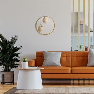 Lustro Vilde Lustro w złotej drewnianej ramie okrągłe ścienne złote łazienkowe do salonu 30 cm 5