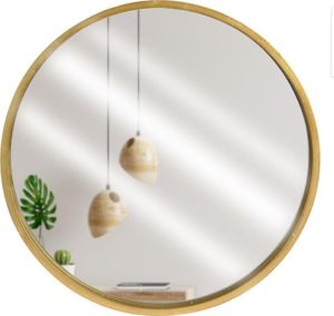 Lustro Vilde Lustro w złotej drewnianej ramie okrągłe ścienne złote łazienkowe do salonu 40 cm 1