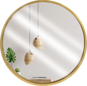 Lustro Vilde Lustro w złotej drewnianej ramie okrągłe ścienne złote łazienkowe do salonu 50 cm 1