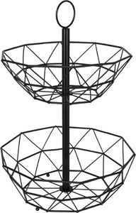 Vilde Koszyk na owoce i warzywa kosz metalowy czarny miska 2-poziomowy loft 43 cm 3