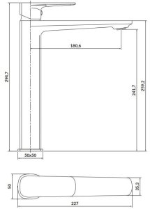 Bateria umywalkowa Cersanit S951-391 BATERIA UM SZTORC WYS LARGA 1 UCHW CZARNA // BC.S951-391 2