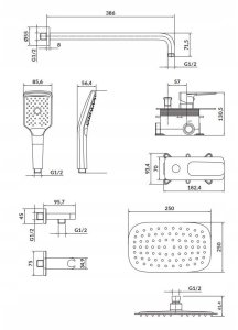 Zestaw prysznicowy Cersanit S952-029 SET B342 ZESTAW PODTYNKOWY LARGA Z BATERIĄ WAN-NAT CHROM CERSANIT 4