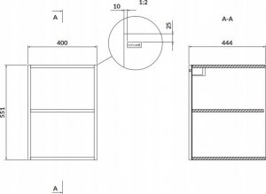 Cersanit S932-092 SZAF MODUŁ OTW DOL LARGA 40 SZARA// CES.LARGA-MODUŁ-40-SZ-OTW-DOL 2