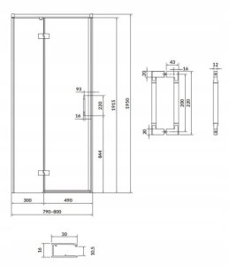 Cersanit S932-119 DRZWI NA ZAWIASACH KABINY PRYSZNICOWEJ LARGA CHROM 80X195 LEWE TRANS. // KNC.DRZ-LARGA-80X195-TR-L 2