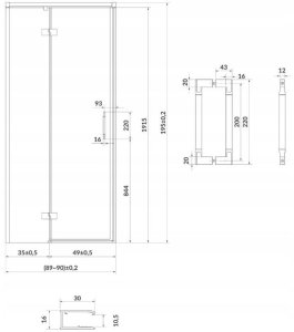 Cersanit S932-120 DRZWI NA ZAWIASACH KABINY PRYSZNICOWEJ LARGA CHROM 90X195 LEWE TRANS. // KNC.DRZ-LARGA-90X195-TR-L 3