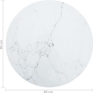 vidaXL Blat stołu, biały, 80x1 cm, szkło ze wzorem marmuru 4